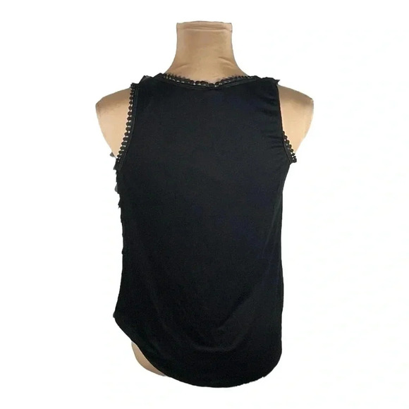 🖤 Made In Italy Black Floral Ruffle Front Blouse Medium - Picture 2 of 9